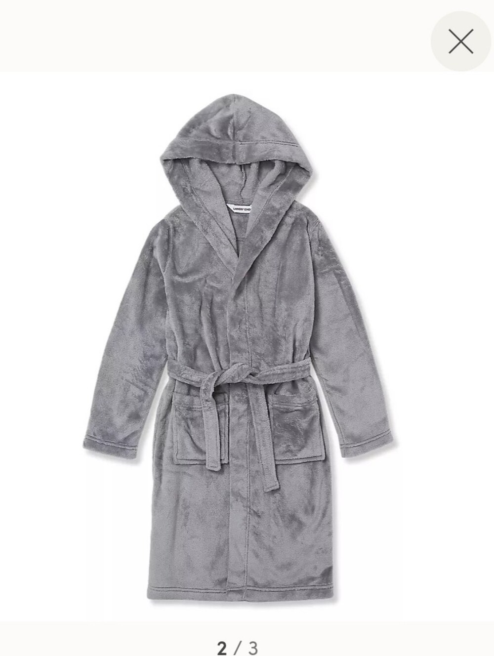 Plush Hooded Bathrobe in Gray For Kids New!